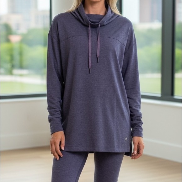 Apana Cowl Neck Pullover Sweatshirt Purple Women's Size XL Yoga - Picture 1 of 10